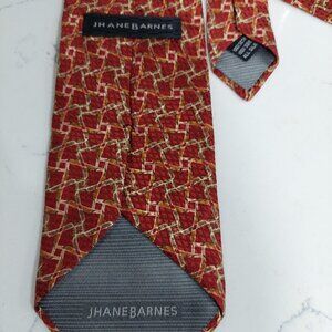 Jhane Barnes Italy Red Pure Silk Tie With a Geometric Pattern, 3.75"